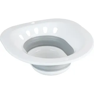 Relaxdays Sitzbad für Toilette, faltbar, Sitzbadewanne HBT: 12x36x39 cm, Einsatzbidet Intimpflege, Kunststoff, weiß/grau