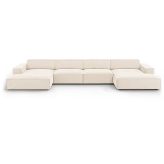 Micadoni Panoramasofa Jodie aus Samt leichtes beige 6 Sitzplätze , Beige , Textil , U-Form , 166x70x364 cm , Hergestellt in Europa, Oeko-Tex® , Wohnzimmer, Sofas & Couches, Sofas, Bigsofas