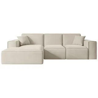 altdecor Ecksofa Velours 6-Sitzer Beige