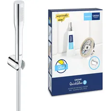 GROHE Vitalio Get Stick &; QuickGlue S1 – 1 Strahl Handbrause-Set (wassersparend, 1 Strahlart, Anti-Kalk-System, verdrehfreier 1500mm Schlauch, Wandbrausehalter), chrom, 27459000