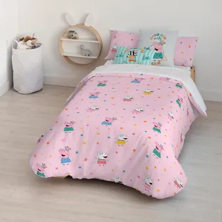 Belum Peppa Pig Bettbezug | Bettbezug Modell Awesome | Bettbezug mit Knöpfen | Bettbezug 100% Baumwolle | Bettbezug (Bett 120 cm (200 x 200 cm)