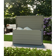 Hörmann Gartenbox Juno Modern (Modell 1320, Ral 9007, Größe 136x67,5x72,5 cm, hellgrau, Aufbwahrungsbox, Stauraum)