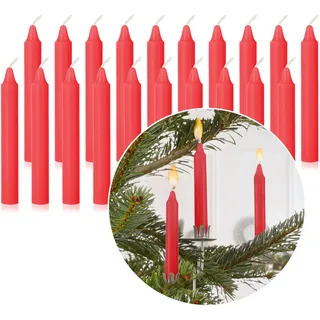 Nordstern Baumkerzen Rot 20er Pack - Kerzen für den Weihnachtsbaum, oder Geburtstagszug - Weihnachtskerzen, Pyramidenkerzen 10 x 1,25 cm