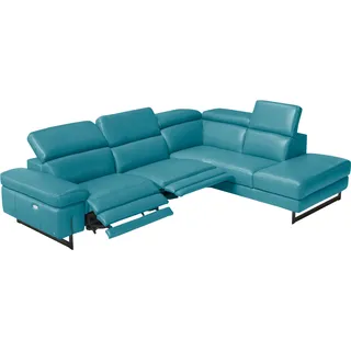 Egoitaliano Ecksofa "Candice, elegant, edel und bequem, erstklassiger Sitzkomfort, L-Form" inkl. 2 elektrischer Relaxfunktionen, Bedienung über Taste an Armlehne, türkis
