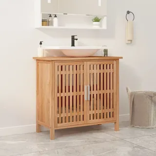 The Living Store Waschbeckenunterschrank 66x29x61,5 cm Massivholz Nussbaum - Braun