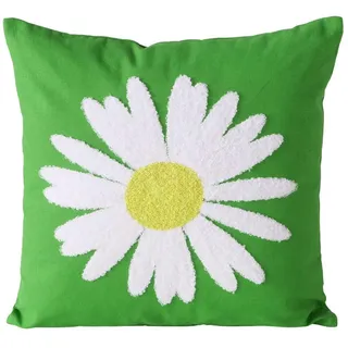 Sofakissen , Grün, Weiß , Textil , Blume , Füllung: Polyester,Polyester , quadratisch , 45x45 cm , Heimtextilien, Wohntextilien, Kissen, Zierkissen