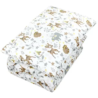 TupTam Kinder Gemusterte Bettdecken Set Ganzjahresdecke Bettdecke Kopfkissen Flachkissen 2tlg., Farbe: Wilde Tiere, Größe: 135x100 cm