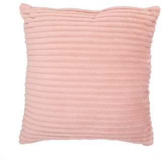 Kissen 45 x 45 cm, Velours, gestreift, Rosa Baumwolle QD