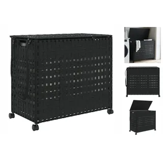 vidaXL Wäschekorb mit Rollen Schwarz 66x35x60 cm Rattan