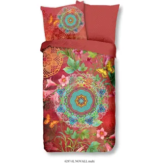 HIP Novali Blumen/Mandala Satin Rot 135 x 200 cm + 80 x 80 cm