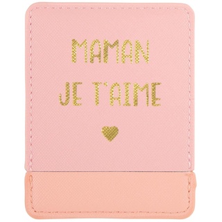 Drager Paris Taschenspiegel, Maman Je T'Aime mit rosa Etui, quadratisch, Make-up-Spiegel zum Mitnehmen, ideal für Zuhause und Reisen, 9 x 7 cm, Geschenkidee zum Geburtstag, Weihnachten, Muttertag