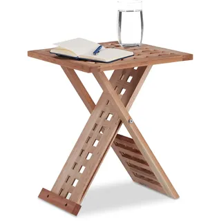 Relaxdays Beistelltisch klappbar Braun Walnuss 33 x 40,5 x 33 cm