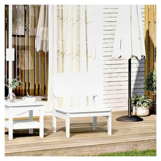 Niedriger Stuhl – Feuerstellenstuhl für Garten, Terrasse und Balkon – wasserabweisender Holz-Gartensitz mit Rückenlehne und Beinen, 60 x 52,5 x 72 cm – Weiß