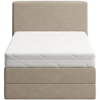 Home Collective Boxspringbett mit Kaltschaummatratze, mit Kopfteil, 120 x 200 cm, in Beige , Holzwerkstoff , H3 , 120x200 cm , Schlafzimmer, Betten, Boxspringbetten