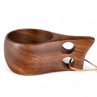 JINYOMFLY Holztasse Holztassen Kuksa, 200ml Natürlicher Holzbecher, Holz Becher Outdoor Tragbar, Trinkbecher Camping für Wandern, Freien oder als Geschenk