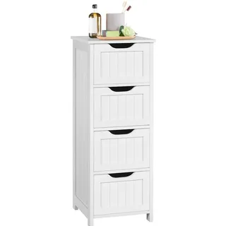 Yaheetech Badezimmerschrank mit 4 Schubladen 30 x 82 cm Weiß