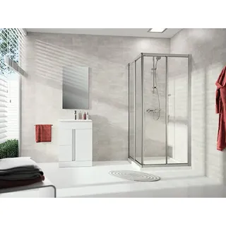 HÜPPE Alpha 2 Gleittüreckeinstieg, 2-teilig (1/2), Viereck, vollgerahmt, 800x1900mm, A22103087264, Duschkabine: Profilfarbe silber matt Kunstglas Pacific S klar