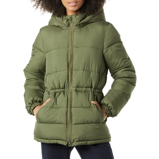 Amazon Essentials Damen Schwere Pufferjacke mit Kordelzug in der Taille, Olivgrün, S