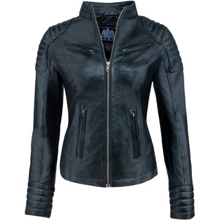 URBAN 5884 Damen Lederjacke, Jacke aus echtem Lammfell, Kurz und Enganliegend, Glattes und Weiches Leder, Schwarz, 5XL