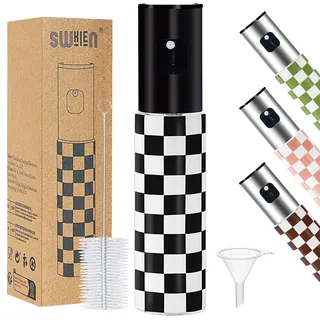 Swkien Ölsprüher für Speiseöl, 100ml Öl Sprühflasche Glas, Öl Sprayflasche mit Trichter & Bürste, Ölzerstäuber für Heißluftfritteuse, Grill, Salat & Küche - Präzise Dosierung & Lebensmittelecht