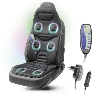 WALSER Massage Sitzauflage Auto Relax Drive, PKW Massagesitzauflage, Massagesitzauflage mit 5 Massage Programmen, Rückenmassagegerät Auto, Massageauflage für den Rücken, Massagegerät Autositz