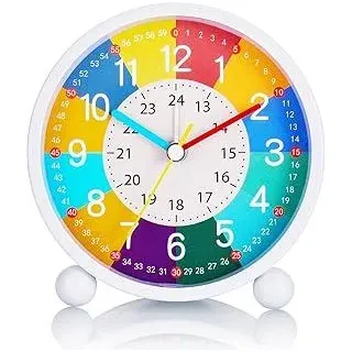 Wecker Kinder Ohne Ticken, Lernwecker Kinder mit Nachtlicht, Kinderwecker Analog Batteriebetriebene, Wecker Jungen und Mädchen für Schulanfänger