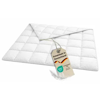 Bodyprotect Daunendecke 135x200 cm Sommer Decke, leichte Sommerbettdecke aus 70% Daunen & 30% Federn, Oeko-TEX Bettdecke, Sommerdaunendecke 135 x 200 cm mit Bezug aus Reiner Baumwolle