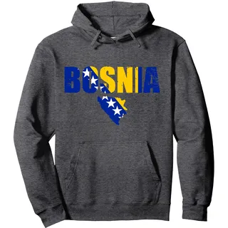 Bosnia Bosnien Vintage Karte Bosnische Flagge Bosnier Pullover Hoodie, Unisex für Erwachsene, Anthrazit Meliert, L