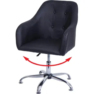 Esszimmerstuhl HWC-L92, Küchenstuhl Stuhl mit Armlehne, drehbar höhenverstellbar Metall Kunstleder schwarz - Schwarz