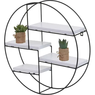 Wandregal HWC-K76, Hängeregal Schweberegal Regal, 4 Regalböden Metall Massiv-Holz Industrial 45x45x11cm weiß - Weiß