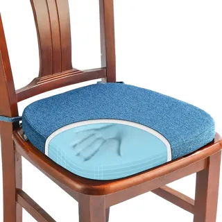 SINOSSO Pure Memory Foam Stuhlkissen für Esszimmerstuhl, Original-Leinen, 40,6 cm, U-Form, bequemes Küchenstuhlkissen, abnehmbares, rutschfestes Sitzkissen (1 Stück, blau), 1 Stück