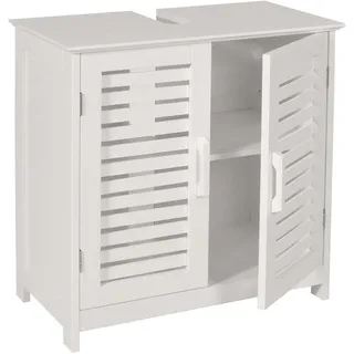 MCW Waschbeckenunterschrank, MCW-B41, Badezimmer Unterschrank Badschrank mit Staufach, Bambus MDF 60x60x30cm MVG ~ weiß