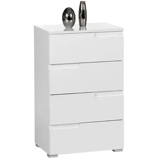 Carryhome Kommode , Weiß, Weiß Hochglanz , Kunststoff , 4 Schublade(n) Schubladen , 50x80x40 cm , Beimöbel erhältlich , Kleinmöbel, Kommoden, Kommoden