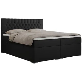 MKS Boxbett Pera 120/200 Schwarz Kunstleder - H3 , Textil , H3 , Rechteckig , 120x200 cm , Schlafzimmer, Betten, Boxspringbetten