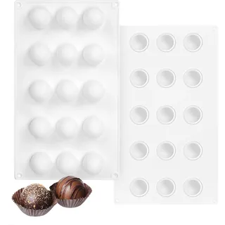 Silikonform Kugel für Schokolade Trüffel Pralinen - 15 Löcher Silikonformen Backen, Bonbon- & Schokoladenformen zur Herstellung von Kuchen, Gelee, Hemisphere Halbkugel Pralinenform für Dome-Mousse