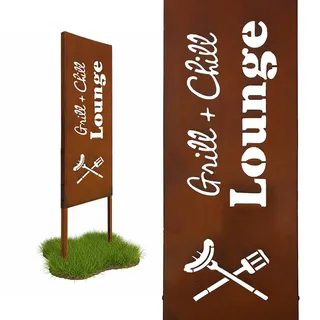 Relaxdays Gartenstecker Rostbraun Eisen Edelrost Spruchtafel 115 cm , Braun , Metall , 1.5 cm , Dekoration, Gartendeko