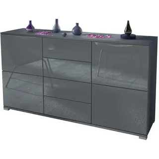 Vladon Sideboard Grau, Holzwerkstoff, 138.5x75.5x35 cm, Wohnzimmer, Kommoden, Sideboards,