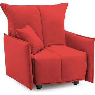 Schlafsofa Dabari, Einzelsofa, 100%  Italy, Wohnzimmersessel mit Trolley-Öffnung, aus gepolstertem Stoff, mit Standard-Armlehnen, Cm 110x90h85, Rot