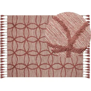 Beliani Kurzflor-Teppich Kirsehir 230/160 cm , Rot , Textil , Grafikmuster , Rechteckig , 160x230 cm , Teppiche und Böden, Teppiche, Orientteppiche