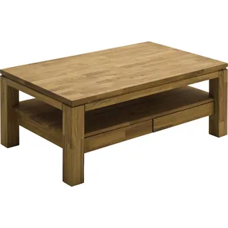 MCA Furniture Couchtisch Massivholz mit Schubladen braun