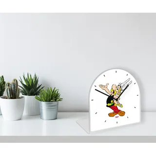 Tischuhr LUCKYLINDE "Asterix", rot, Tischuhren, Tischuhr, Tischuhr aus Acrylglas, Uhr, bedruckt, geräuschlos, modern