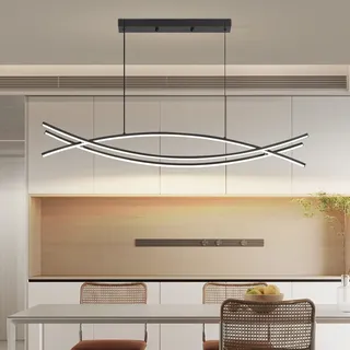 Mikeru LED Pendelleuchte esszimmer, 36W 100cm schwarz Moderne Hängeleuchte esstisch, Lineare Hängelampe küche Dimmbar mit Fernbedienung, 10%-100% Einstellung der Farbtemperatur, Esszimmerlampe
