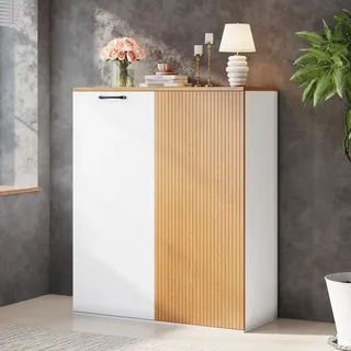 STILVORA Highboard mit Stauraum und modernem Design, Aktenschrank aus MDF in Weiß/Eiche, Sideboard mit Aufbewahrungsfunktion