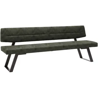 Dieter Knoll Sitzbank , Dunkelgrün , Metall , Uni , 220x85x58 cm , Lederauswahl, Stoffauswahl, Typenauswahl, mit Rückenlehne , Esszimmer, Bänke, Sitzbänke, Polsterbänke