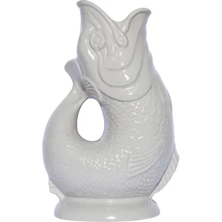 Gluckigluck Karaffe Gluggle Jug – das glucksende Original! Wasser-karaffe Fisch-Vase Keramik-krug in Fisch-Form | 1,3 L | Hellgrau