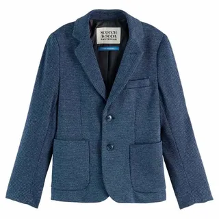 Scotch & Soda Yarn-dyed Knitted Blazer - Sky Captain / Faded Denim Herringbone Check - 6 Jahre