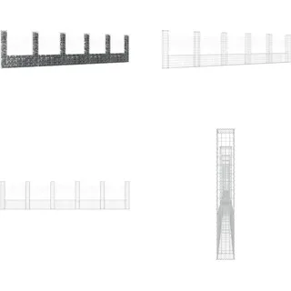 vidaXL Gabionenkorb U Form mit 6 Säulen Eisen 620x20x150 cm - Gabione - Gabionen - Gabionenkorb - Gabionenkörbe