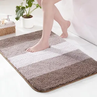 Exclusivo Mezcla Badematte Badteppich Weiche rutschfeste und Saugstarke Mikrofaser Fußmatte, Waschmaschinenfest und Schnelltrocknend für Badezimmer, Dusche und Wohnraum, 40x60 cm, Kaffee