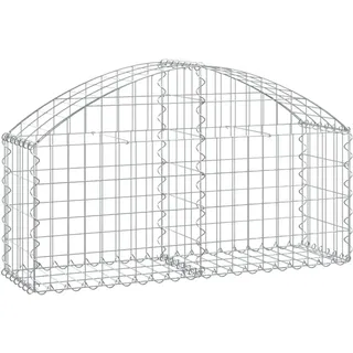 vidaXL Gabione mit Hochbogen 100x30x40/60 cm Verzinktes Eisen - Silber