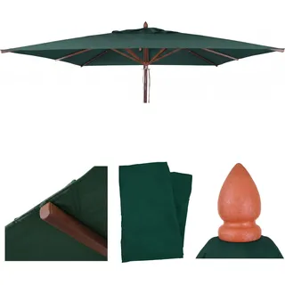 Ersatz-Bezug für Gastronomie Holz-Sonnenschirm HWC-C57b, Sonnenschirmbezug, eckig 3x3m Polyester dunkelgrün - Grün